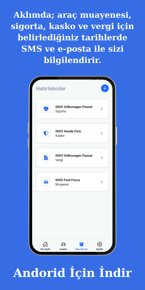 Aklımda - Araç Muayene Hatırla Uygulaması